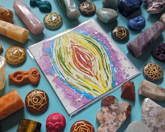 Cosmic Yoni Art Spiritual Pregnancy Greetings Cards | Spiritual Birth | Womb Healing | Motherhood | Birth Art | Sacred Intimacy Tantra