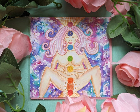 Chakras Birth Art Card: Spiritual Pregnancy Altar Painting