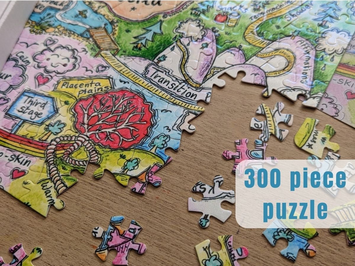 Birth Journey Puzzle & Print Pregnancy Gift Set | Pregnant Christmas Present | Stages of Labour Jigsaw | Doula | Midwife | Birthkeeper