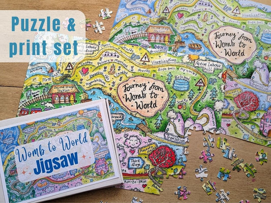 Birth Journey Puzzle & Print Pregnancy Gift Set | Pregnant Christmas Present | Stages of Labour Jigsaw | Doula | Midwife | Birthkeeper