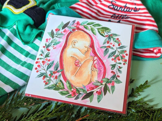 Pregnancy Christmas Card | Bump's First Christmas | Pregnancy Card | Antenatal Class Gifts | Doula Client Cards