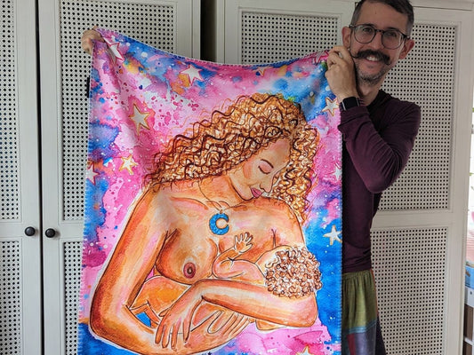 Breastfeeding Mother Art Blanket: Polar Fleece Lactation Gift
