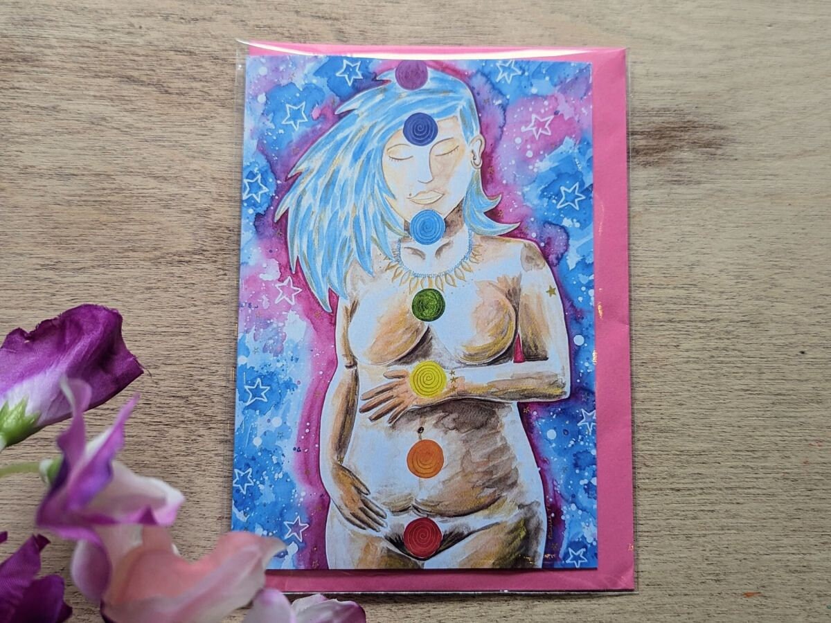 Spiritual Postpartum Watercolor Art Card: New Mother Gift