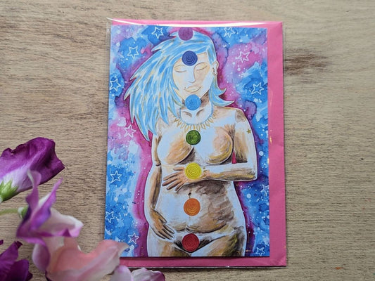 Spiritual Postpartum Watercolor Art Card: New Mother Gift
