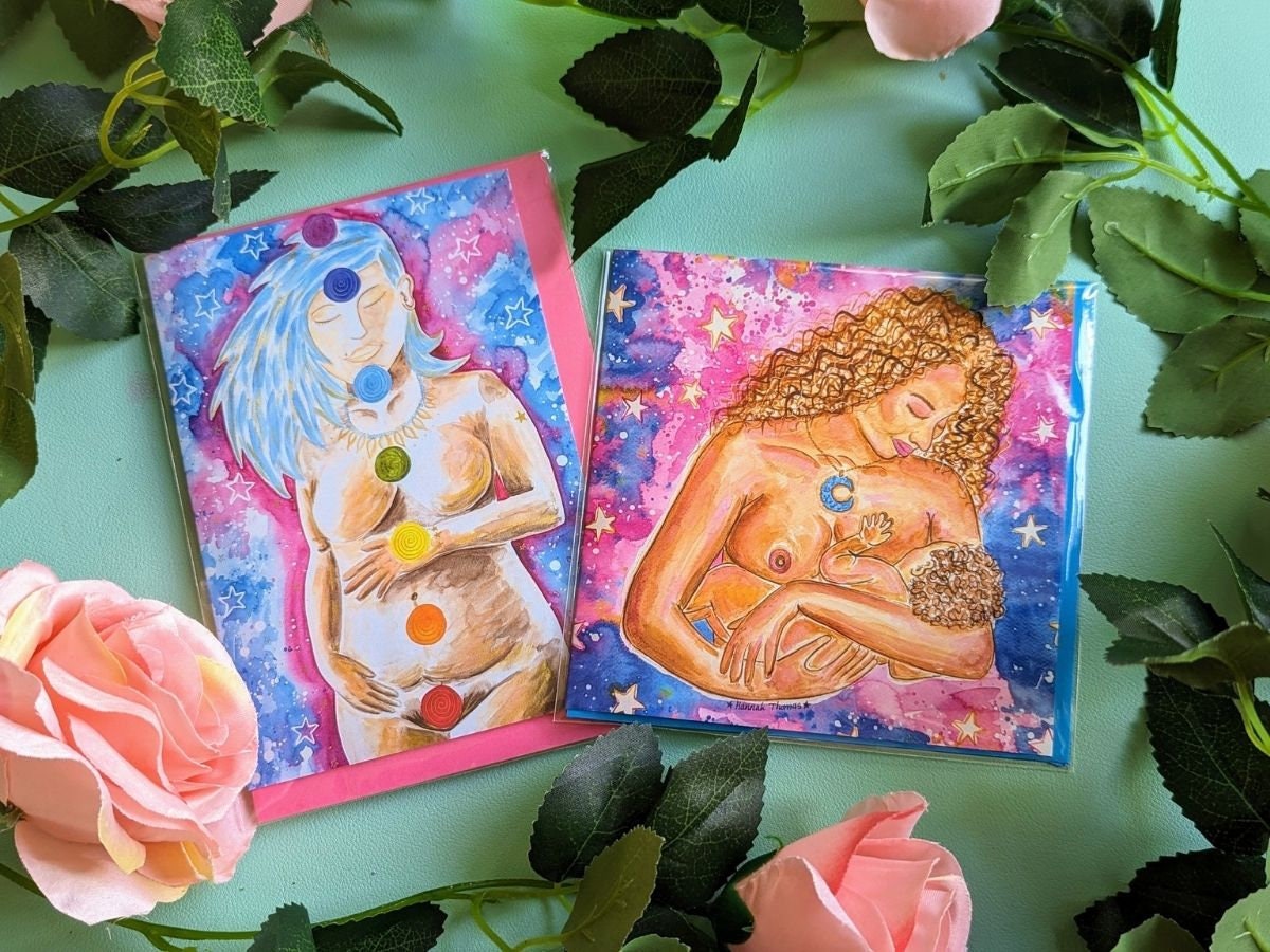 Spiritual Postpartum Watercolor Art Card: New Mother Gift