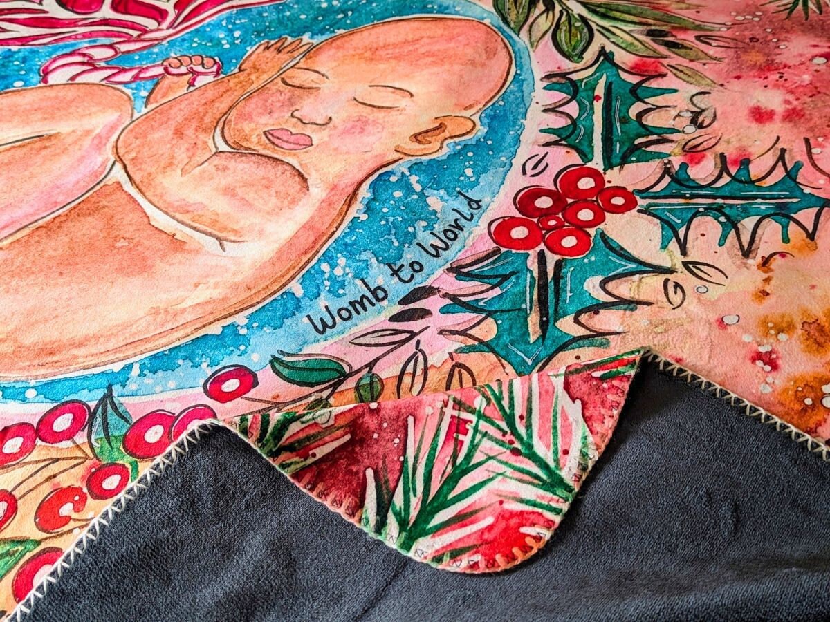 Plush Christmas Pregnancy Blanket | Pregnancy Gift | Doula | Midwife | Labour | Mum to be Gift | Birthkeeper Gift | Womb to World