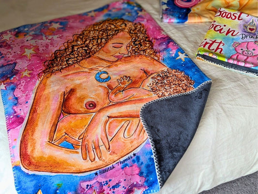 Breastfeeding art IBLCL gift blanket