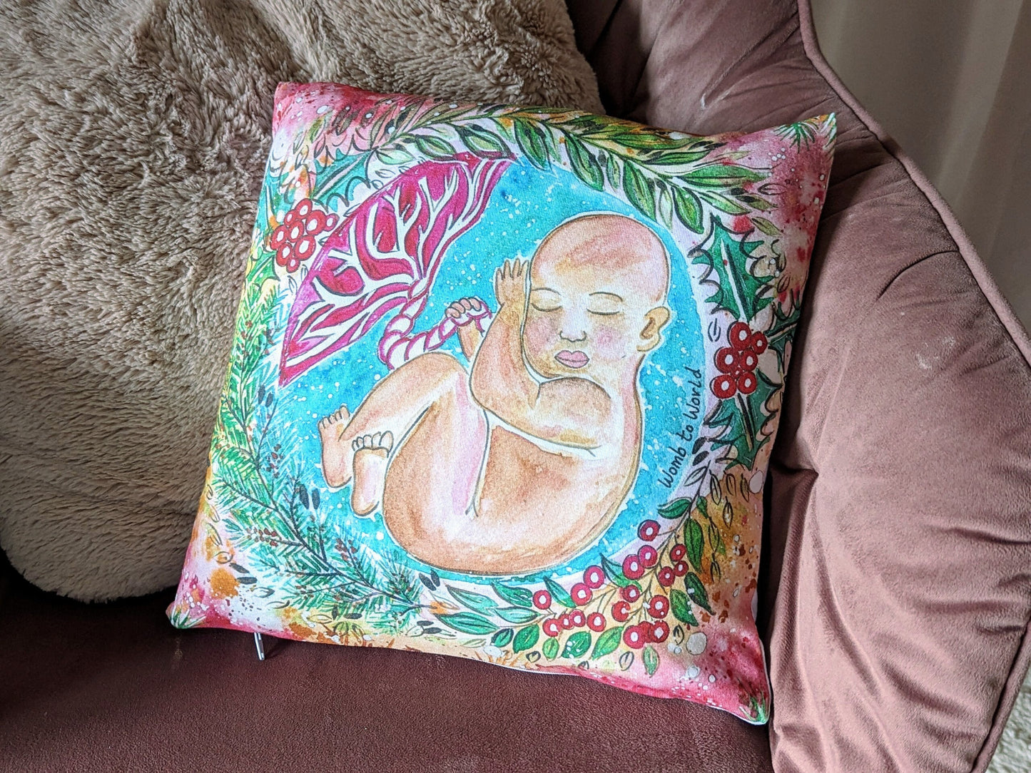 Christmas Baby Cushion | Pregnancy Gift | Doula | Midwife | Labour | Mum to be Gift | Birthkeeper Gift | Womb to World