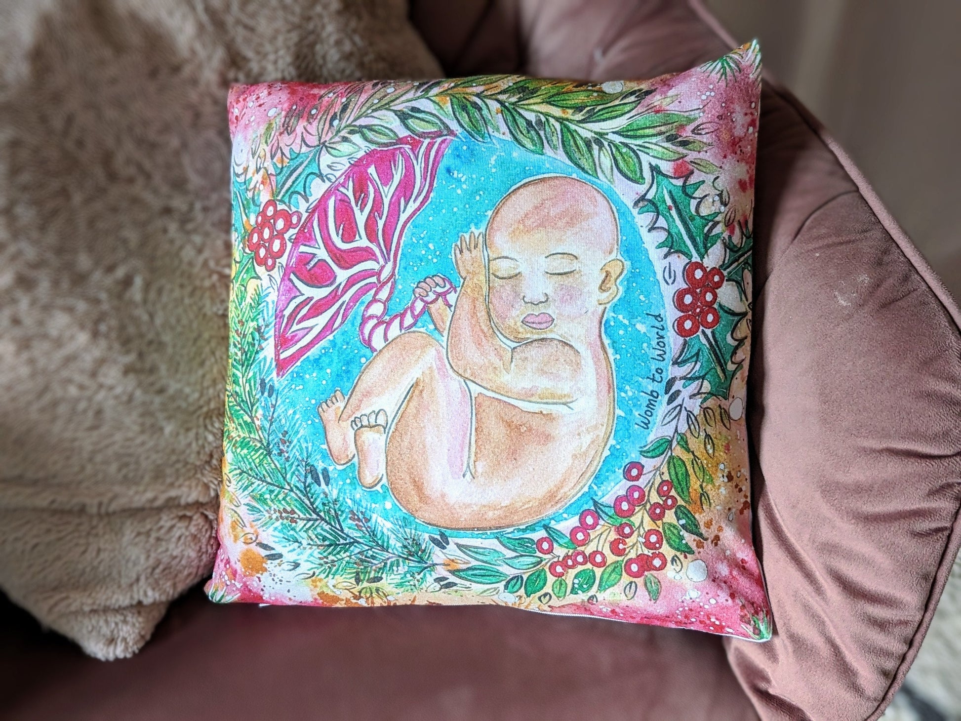 Christmas Baby Cushion | Pregnancy Gift | Doula | Midwife | Labour | Mum to be Gift | Birthkeeper Gift | Womb to World