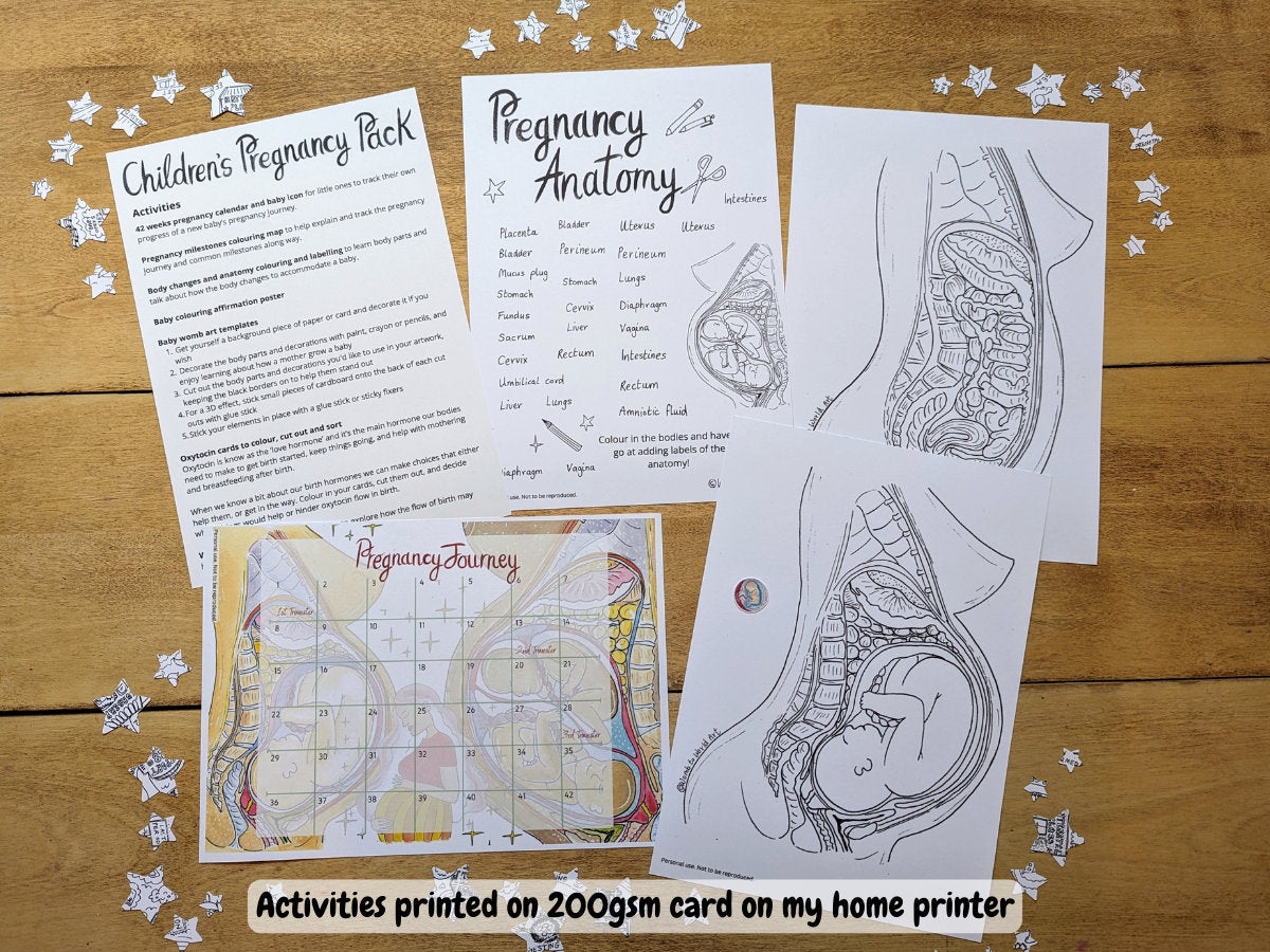 Children&#39;s pregnancy and birth education activity pack by Womb to World Art