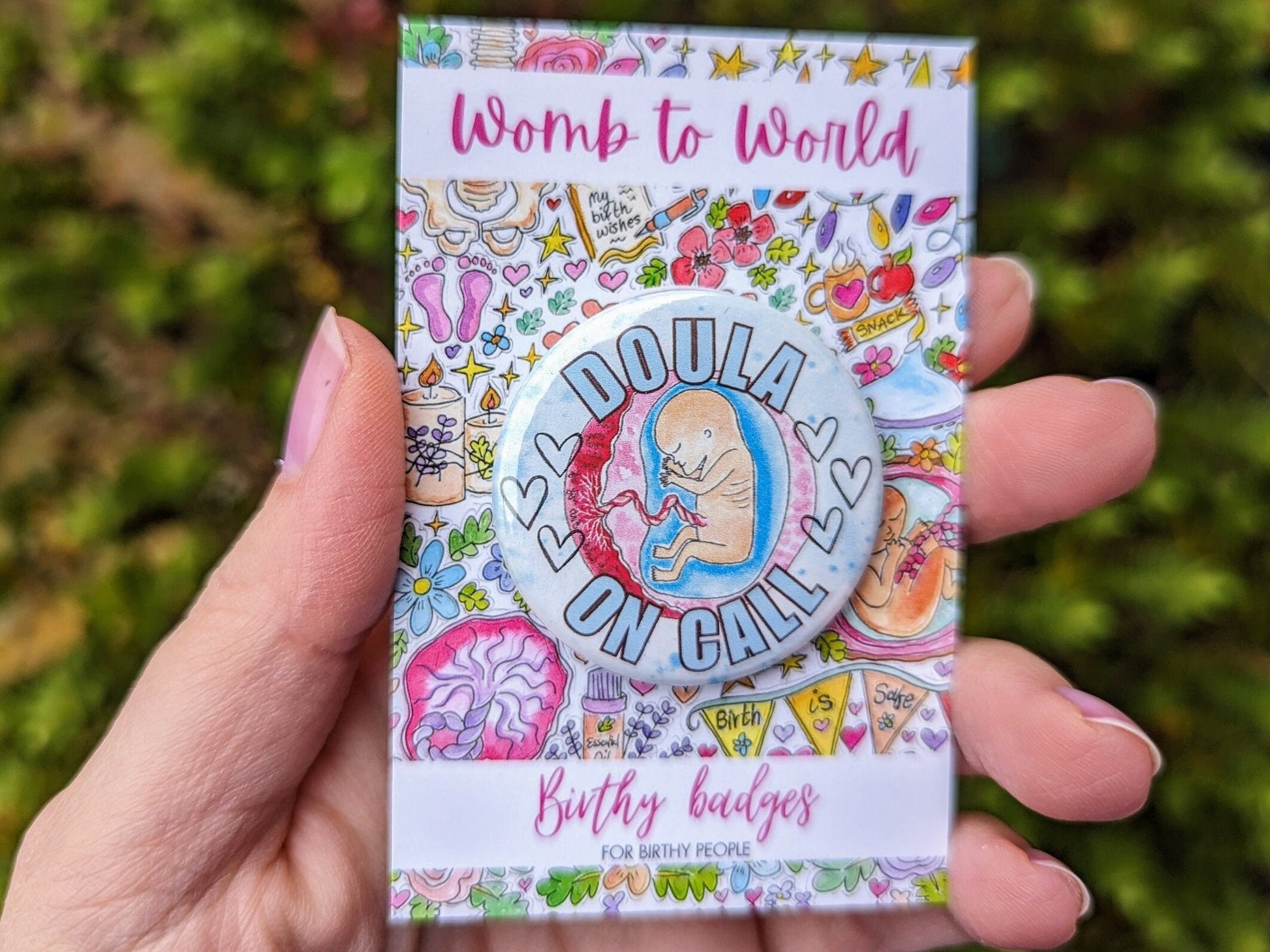 Doula On Call Badge: Metal Button Pin, Birth Doula Badge Gift