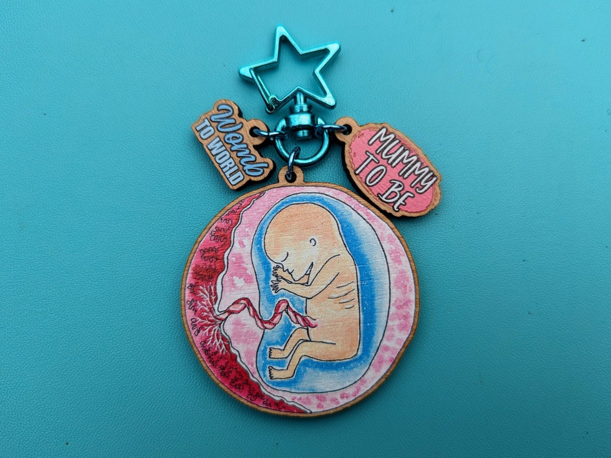 Mummy To Be Keychain: Watercolor Baby Art, Pregnancy Gift