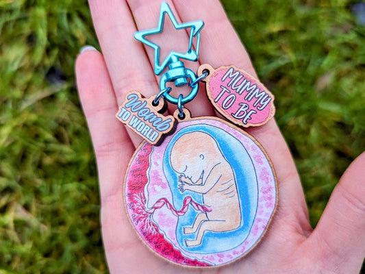 Mummy To Be Keychain: Watercolor Baby Art, Pregnancy Gift