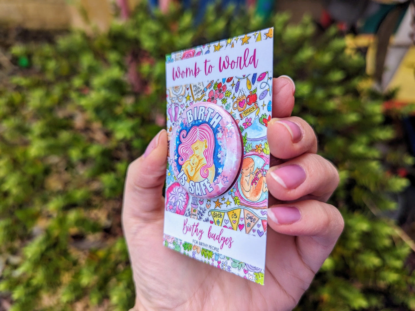 Birth is Safe Badge | Metal Badge | Birth is Safe | Birth Doula Gift | Pregnancy Pin | Womb to World | Maternity Support Worker