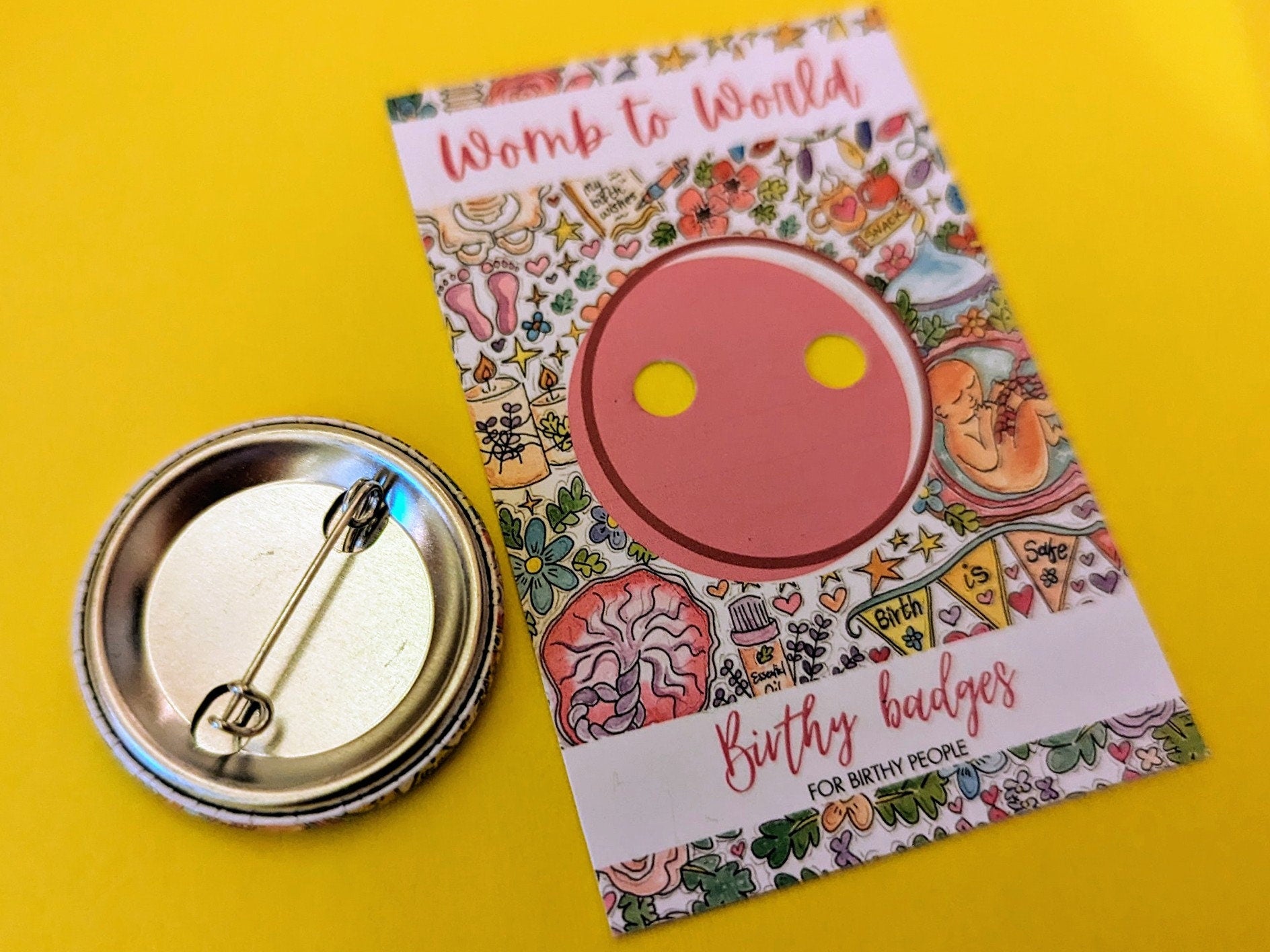 Birth is Safe Badge | Metal Badge | Birth is Safe | Birth Doula Gift | Pregnancy Pin | Womb to World | Maternity Support Worker