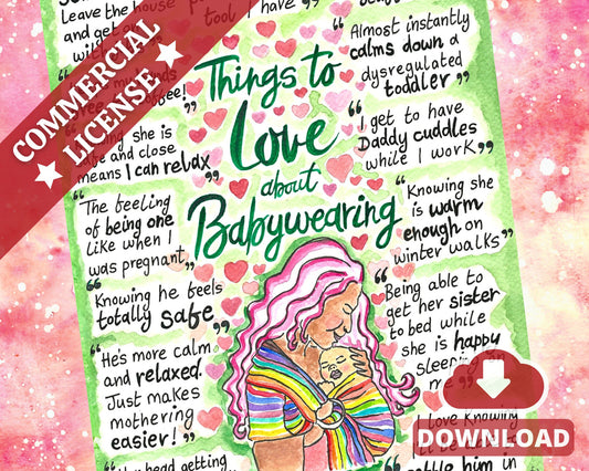 Babywearing Benefits PDF Poster: Doula Midwife Postpartum Teaching Tool for Sling Consultants (PDF Download)