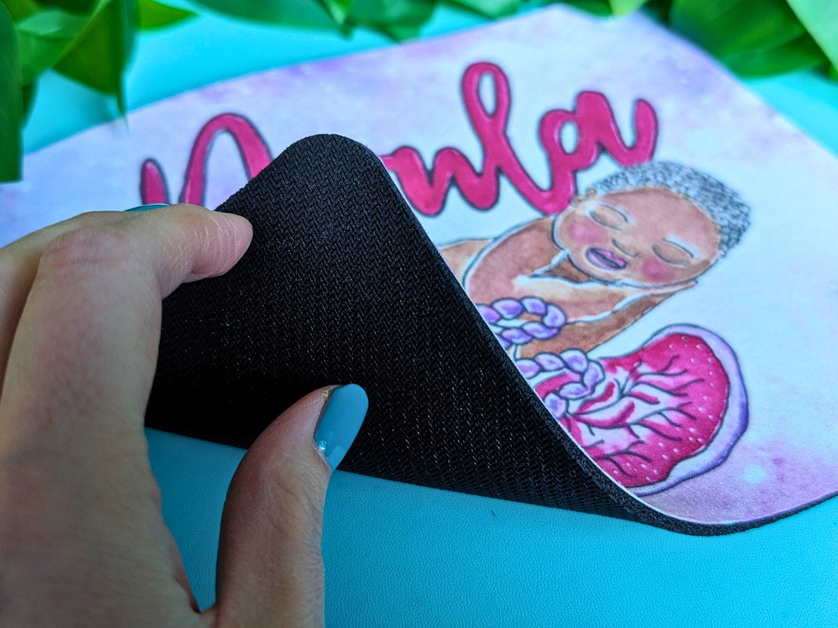 Doula Mouse Pad: Pregnancy Watercolor Artwork Desk Decor