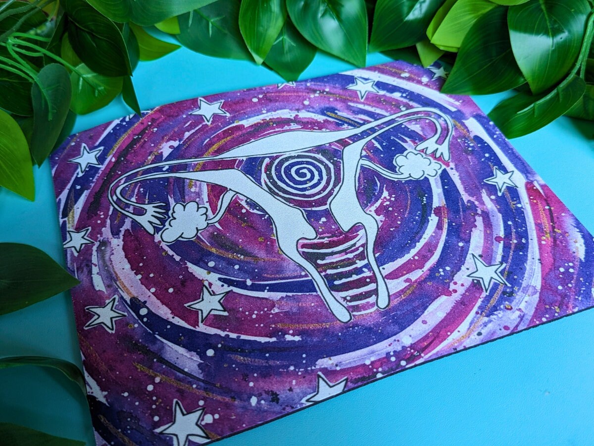 Cosmic Womb Mouse Mat | Yoni Artwork Desk Pad | Student Midwife | Womb Healer | Midwifery Gift | Doula Gifts | Uterus Birthkeeper Art