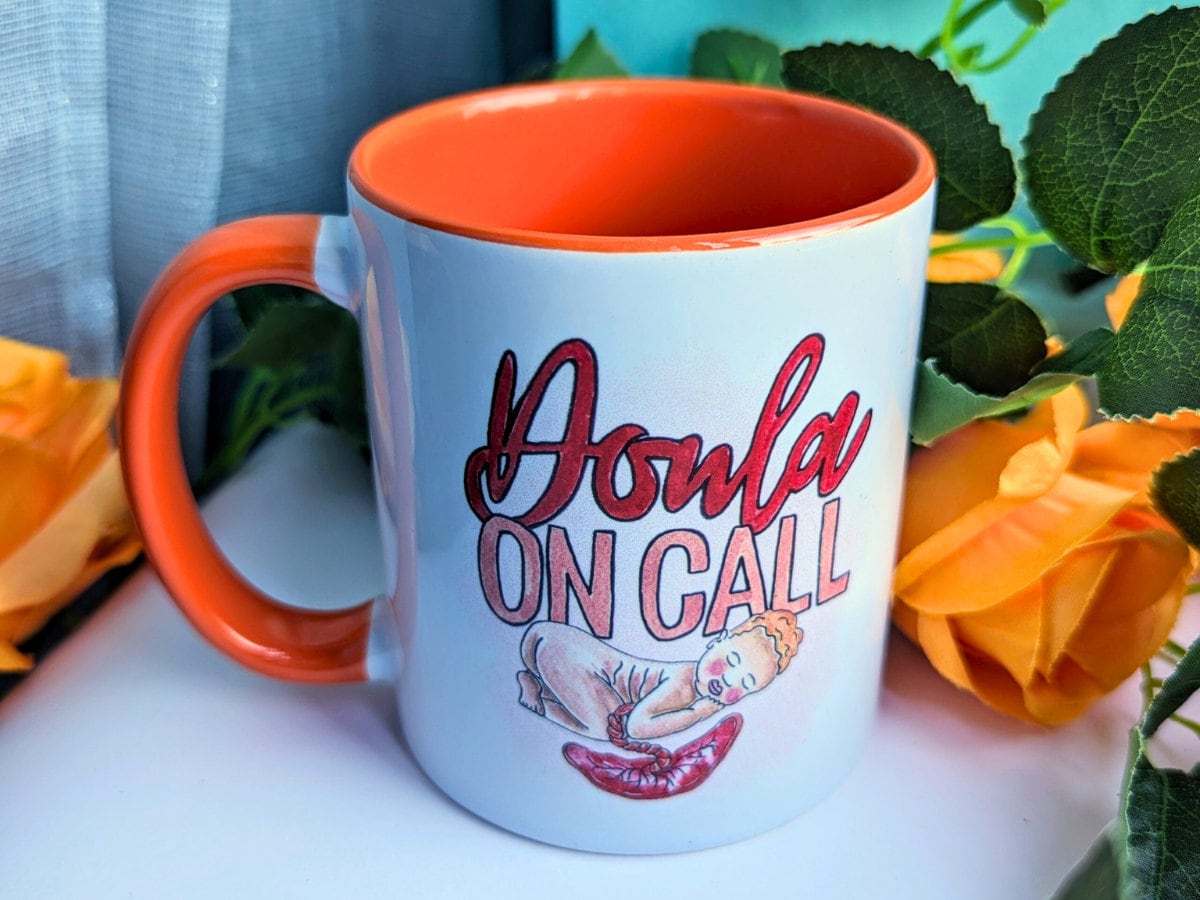 Doula On Call Mug: Birth Art Gift for Birthworker