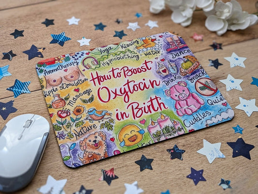 Antenatal Teacher Oxytocin Mouse Mat | Birth Education Desk Pad | Midwife to Be | Midwifery Gift | Doula | Birth Hormones