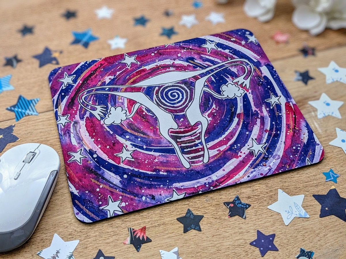 Cosmic Womb Mouse Mat | Yoni Artwork Desk Pad | Student Midwife | Womb Healer | Midwifery Gift | Doula Gifts | Uterus Birthkeeper Art