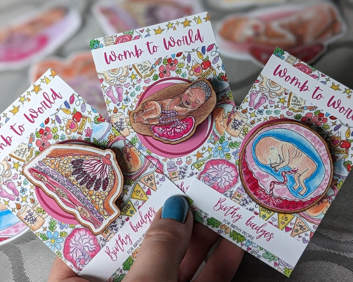 Birthy badges from Womb to World Art