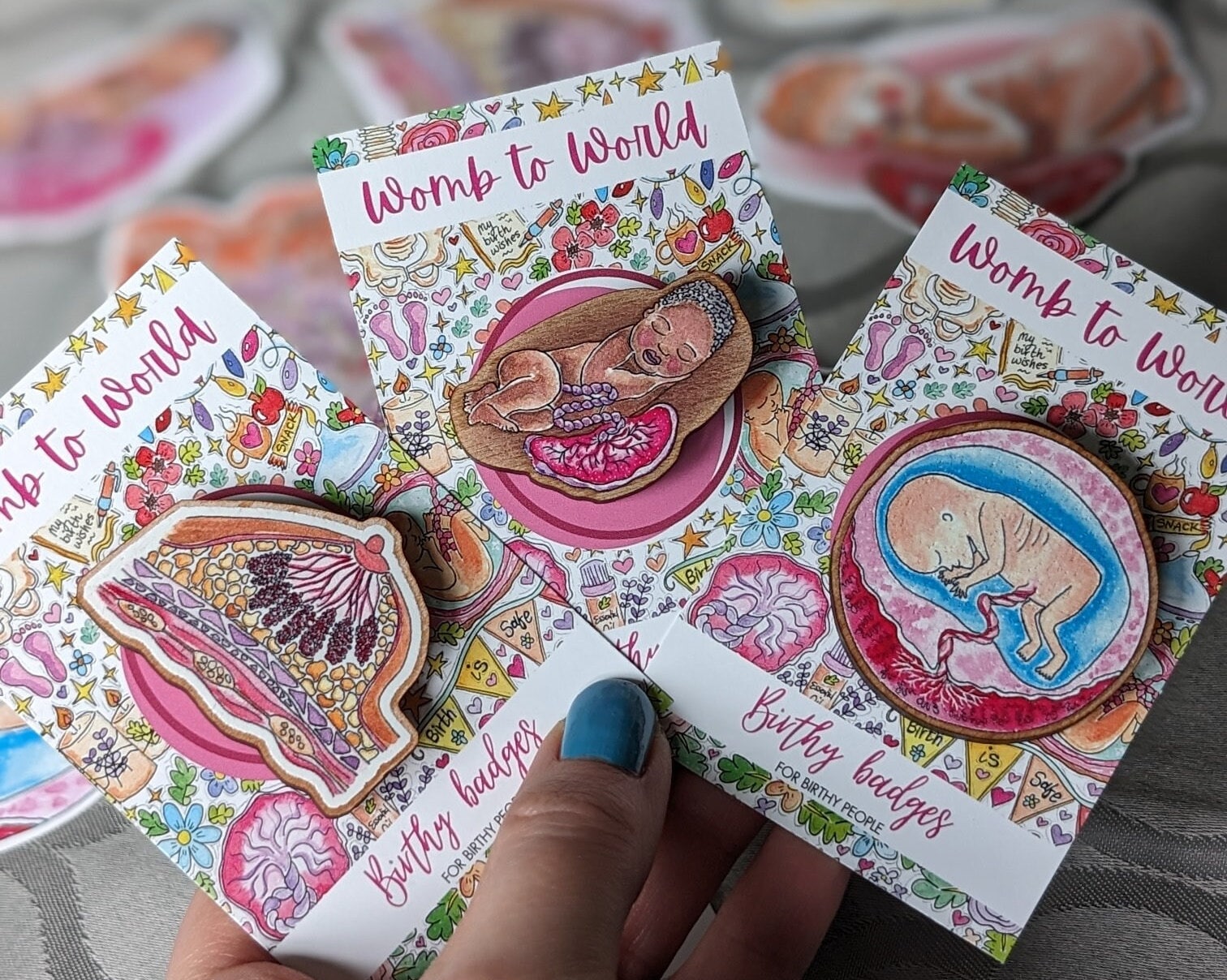 Birthy badges from Womb to World Art