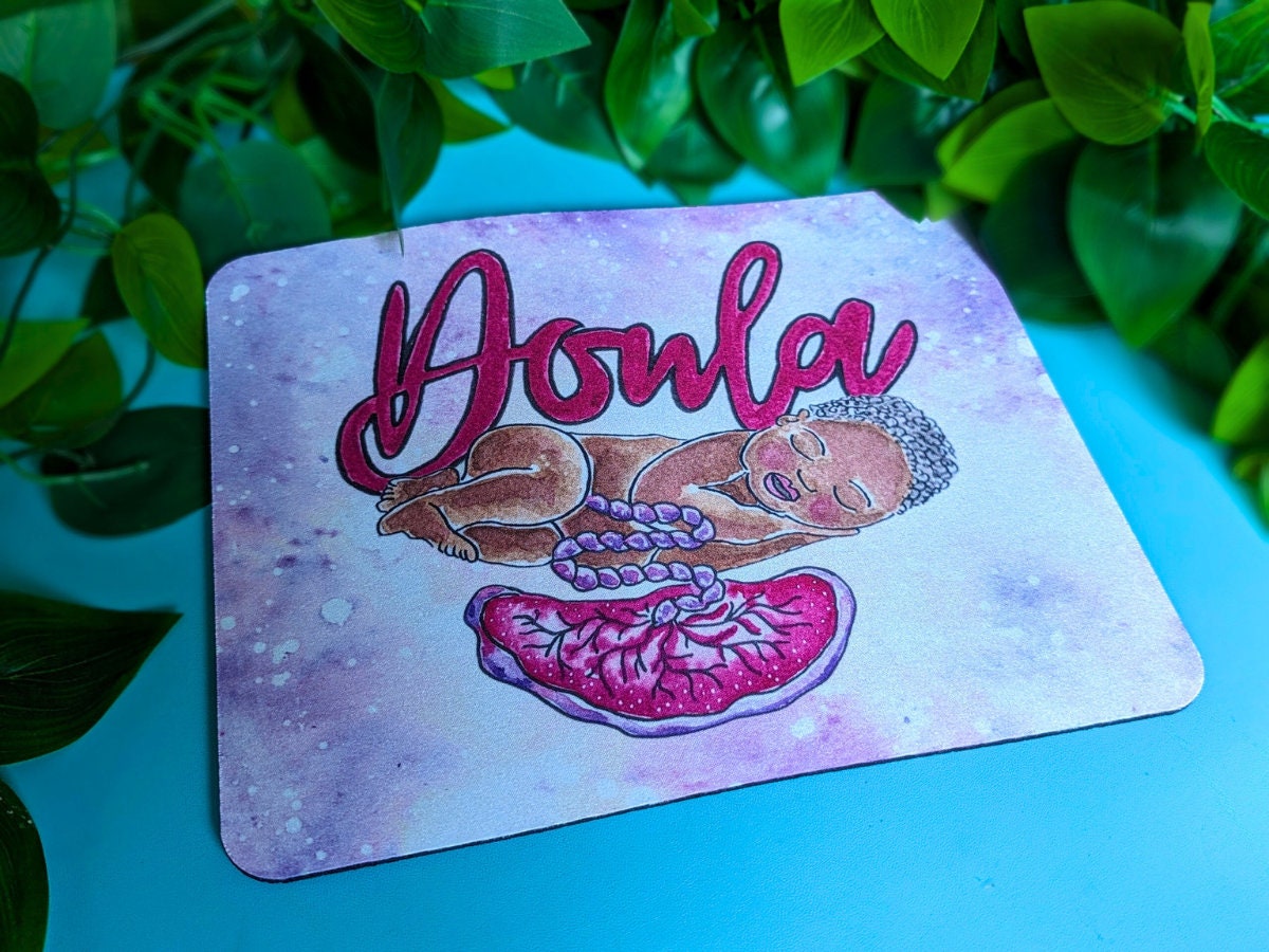 Doula Mouse Pad: Pregnancy Watercolor Artwork Desk Decor