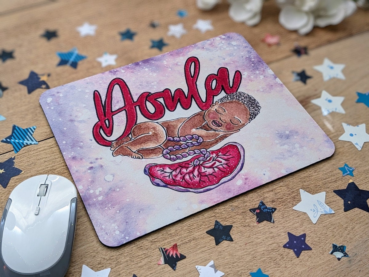 Doula Mouse Pad: Pregnancy Watercolor Artwork Desk Decor