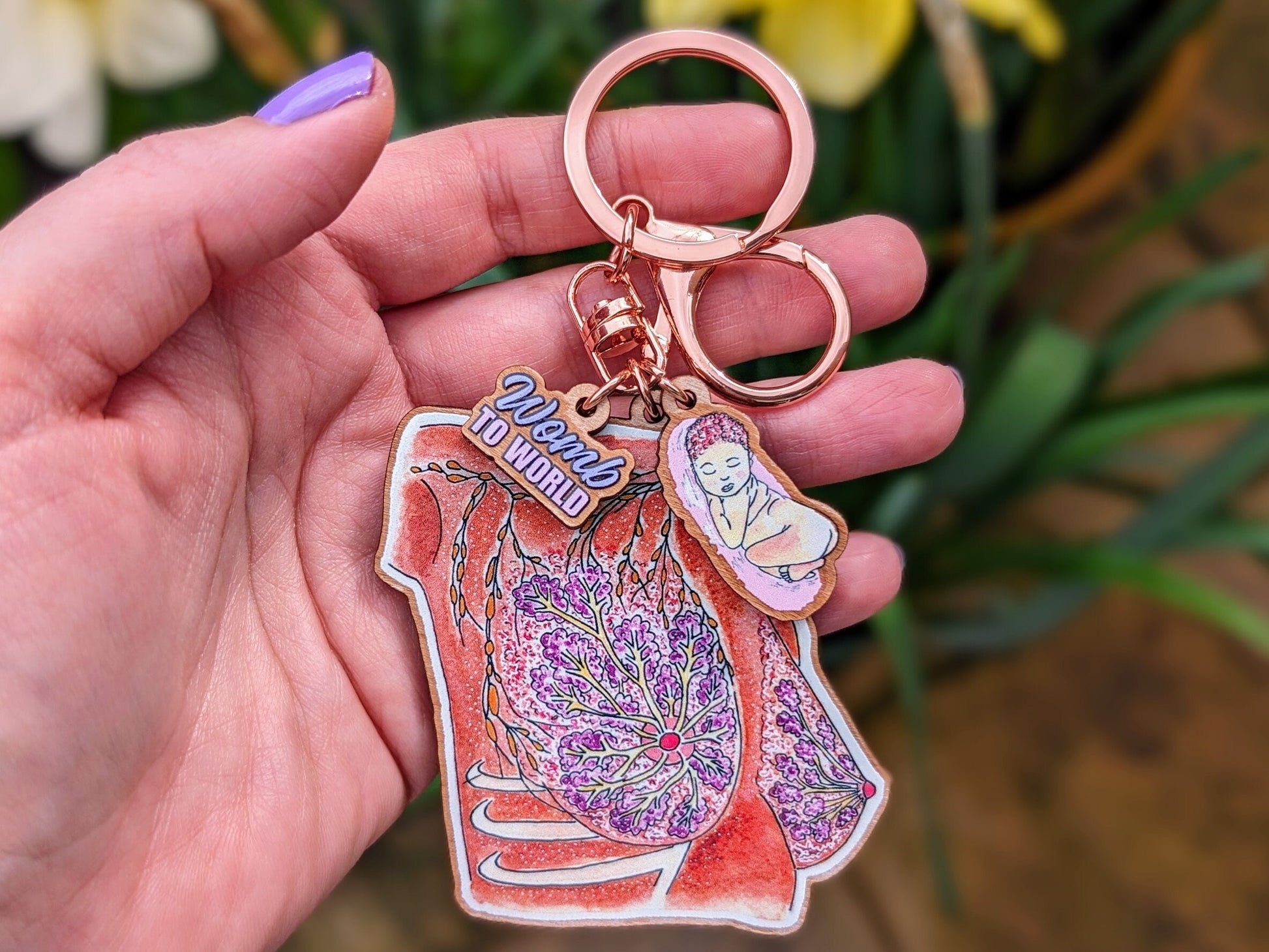IBCLC Breast Anatomy Keyring | Lactation Consultant Gift Idea | Key Bag Charm | Breastfeeding Support Keychain