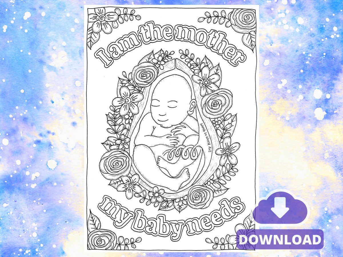 Mother's Colouring Page Download | Birthworker Handouts | Doula Tools | Midwife | Hypnobirthing