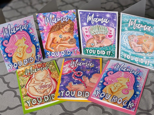 7 Pack of Doula Client A6 Congratulations Cards | New Baby Card | Midwife Client Cards | New Mother Card
