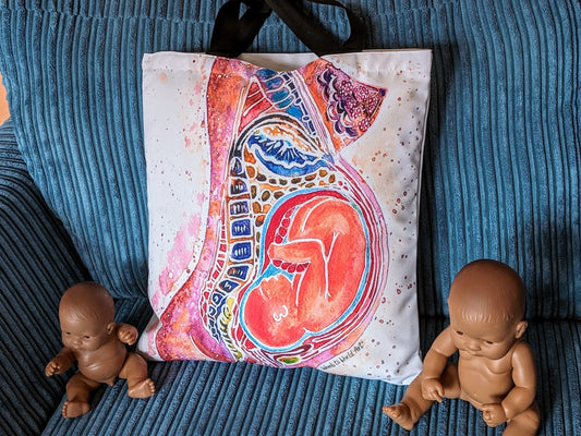 Pregnancy Anatomy Bag | Pregnancy Maternity Tote Bag | Birth Bag | New Baby Gift | Midwife Gift | Baby in the Womb | OB Gift OBGYN