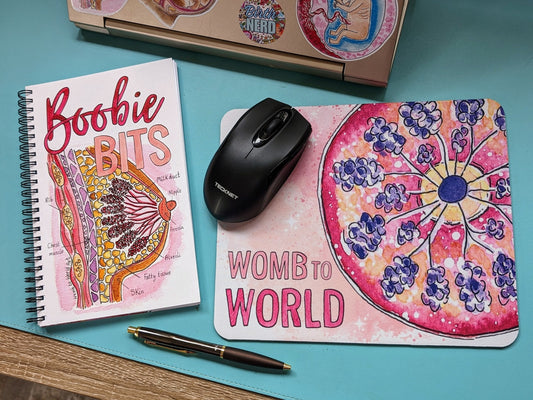 Breast Anatomy Mouse Pad: Lactation Consultant Gift, Midwife Doula Art