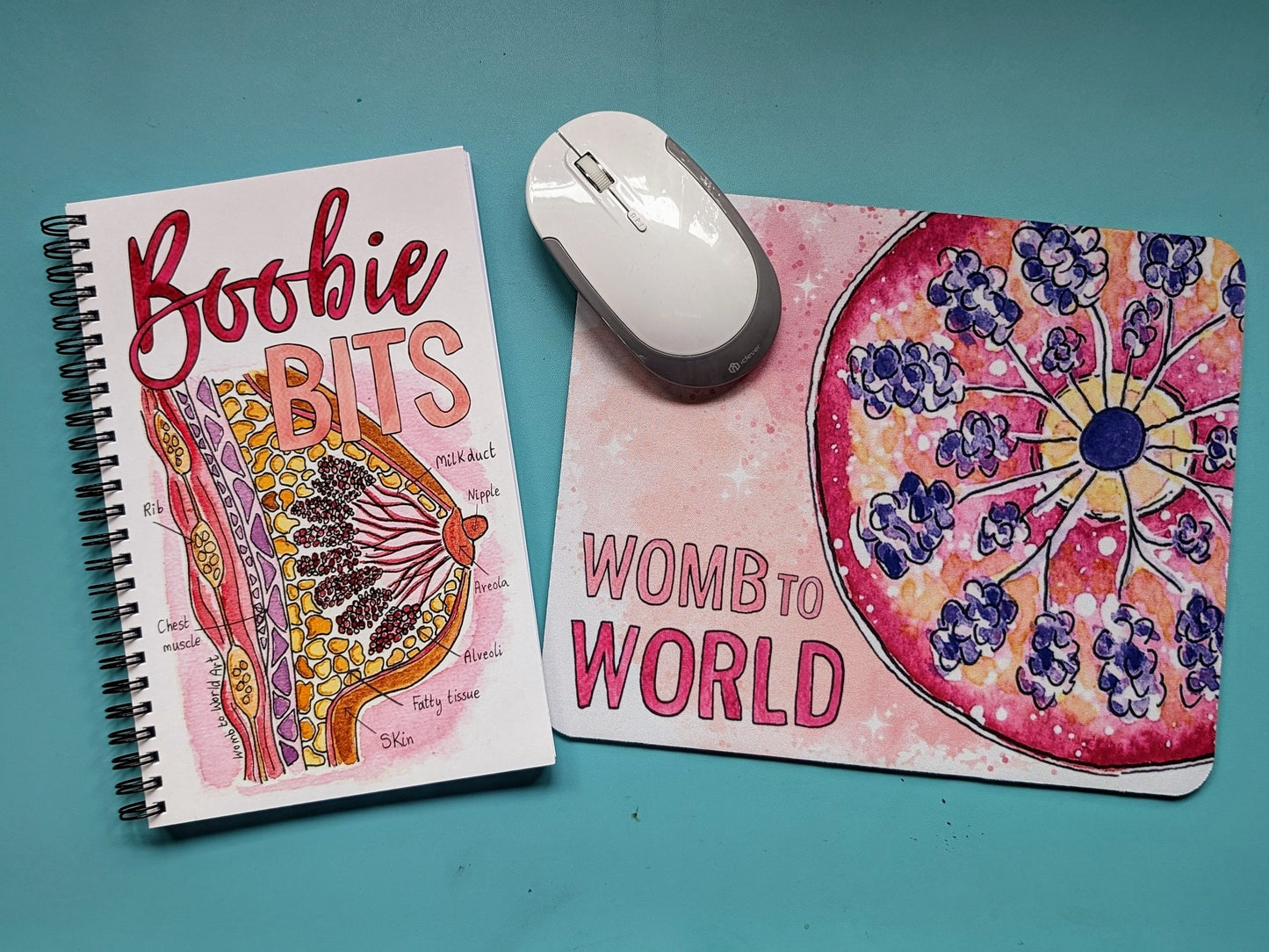 Breast Anatomy Mouse Pad: Lactation Consultant Gift, Midwife Doula Art