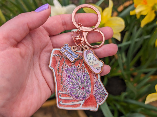 IBCLC Breast Anatomy Keyring | Lactation Consultant Gift Idea | Key Bag Charm | Breastfeeding Support Keychain