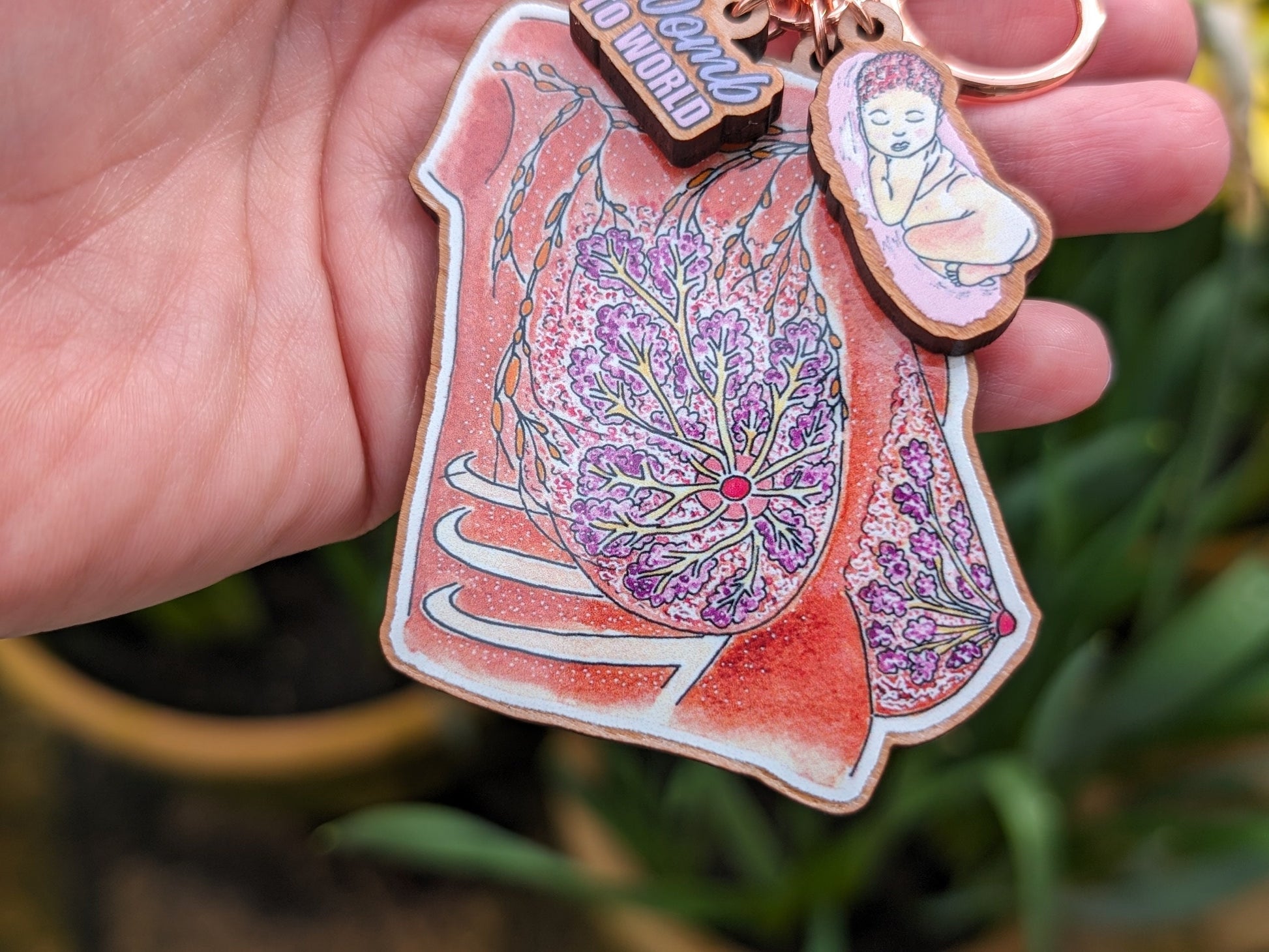 IBCLC Breast Anatomy Keyring | Lactation Consultant Gift Idea | Key Bag Charm | Breastfeeding Support Keychain