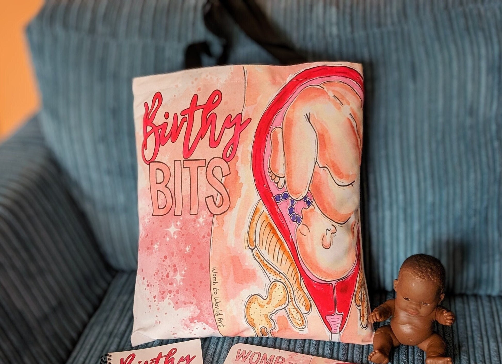 Birthy Bits Midwife Bag | Pregnancy Maternity Tote Bag | Birth Bag | Hospital Bag | Midwife Gift | Baby in the Womb