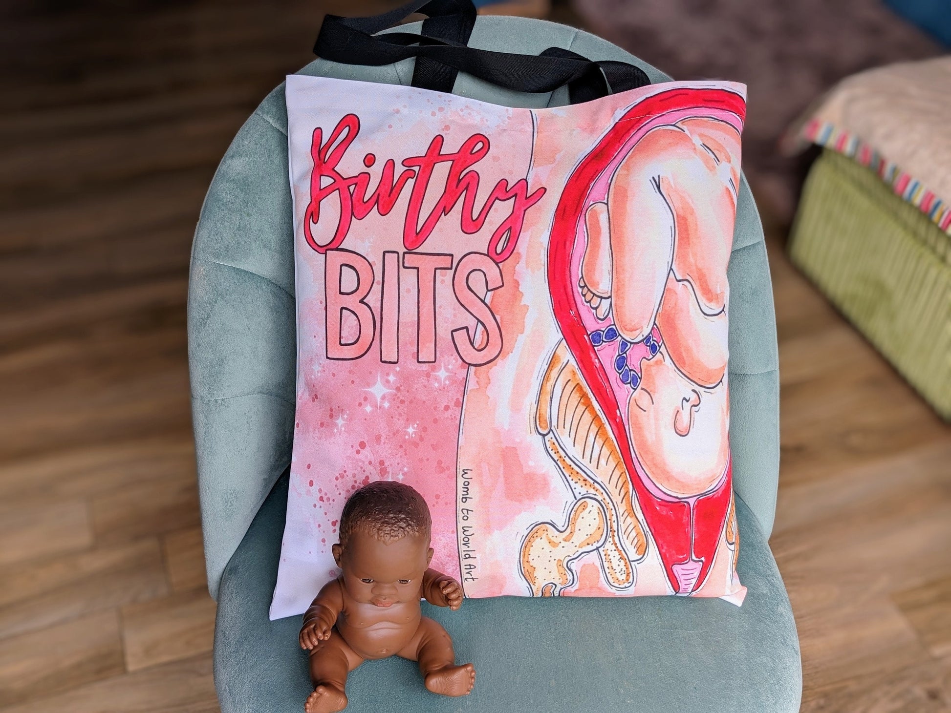 Birthy Bits Midwife Bag | Pregnancy Maternity Tote Bag | Birth Bag | Hospital Bag | Midwife Gift | Baby in the Womb