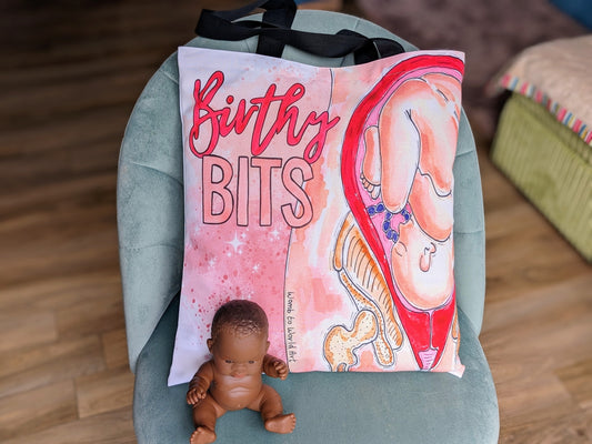 Birthy Bits Midwife Bag | Pregnancy Maternity Tote Bag | Birth Bag | Hospital Bag | Midwife Gift | Baby in the Womb