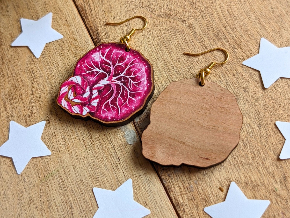 Wooden Placenta Art Earrings