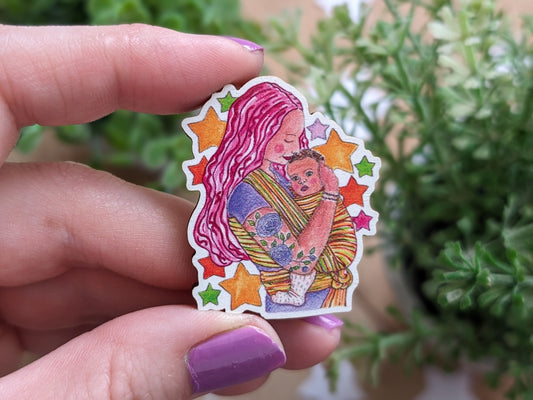 Babywearing Consultant Wooden Pin Badge: Sling Support Gift