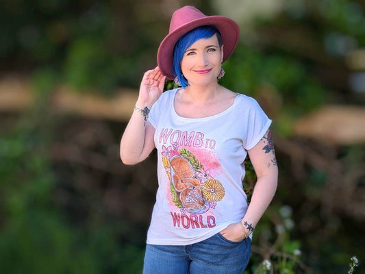 Womb to World T-Shirt | Birth Worker Top | Midwife Tshirt | Antenatal Education Teacher | Doula Tops | Student Midwife Gifts | Womb Art
