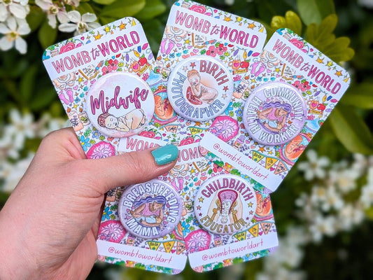 Birth Photographer Badge: Watercolour Baby Art Metal Pin