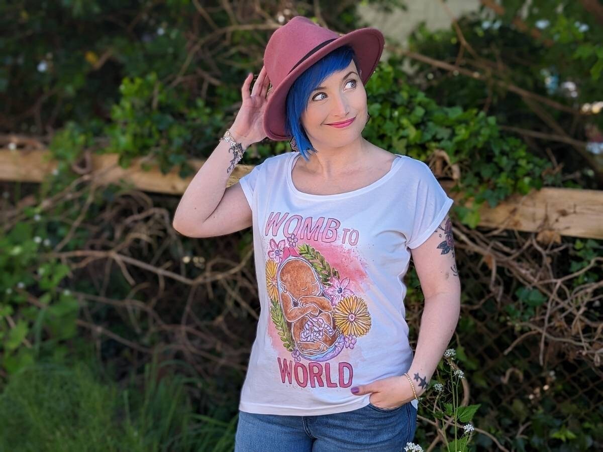 Womb to World T-Shirt | Birth Worker Top | Midwife Tshirt | Antenatal Education Teacher | Doula Tops | Student Midwife Gifts | Womb Art