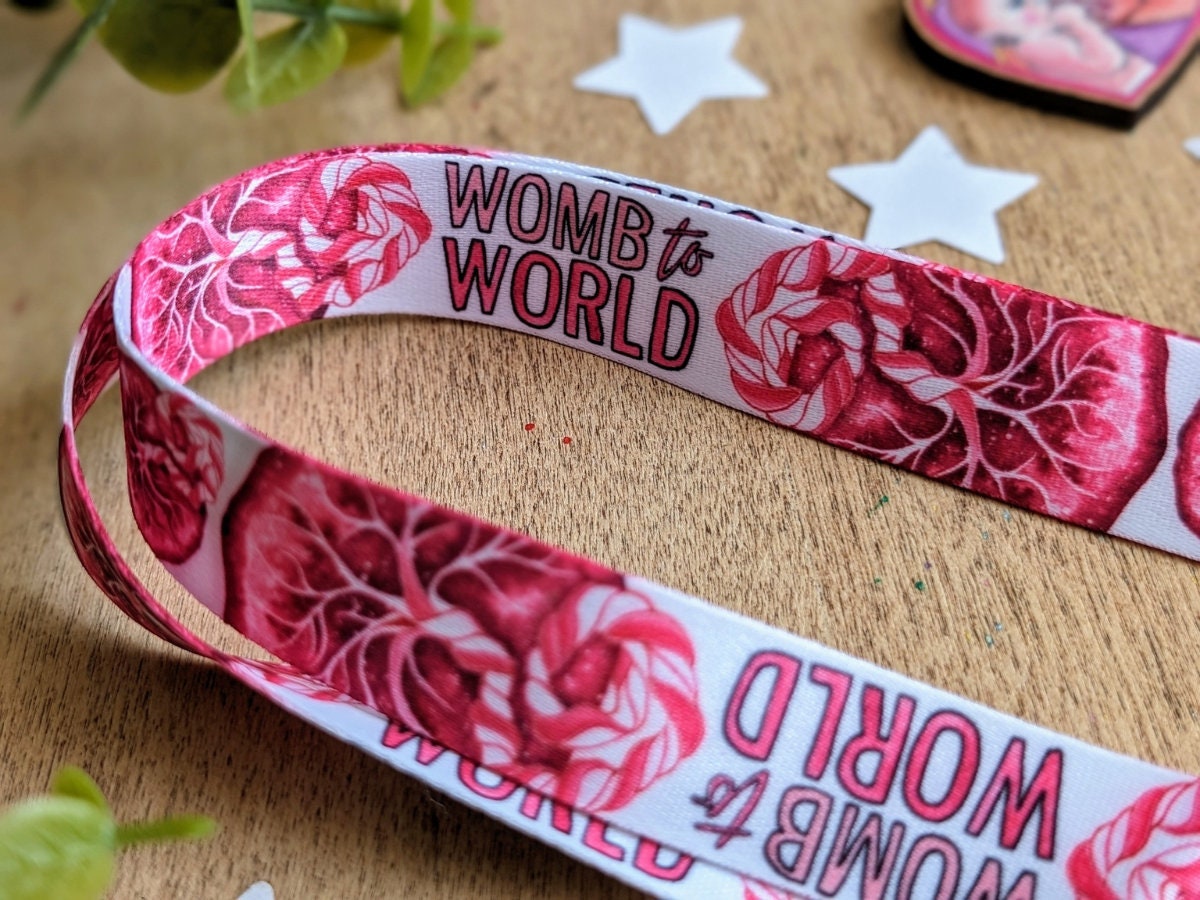Placenta Lanyard or Key Fob | OBGYN ID Card Holder | Placenta Art | Labor and Delivery Nurse Lanyard | Student Midwife ID Card | Doula