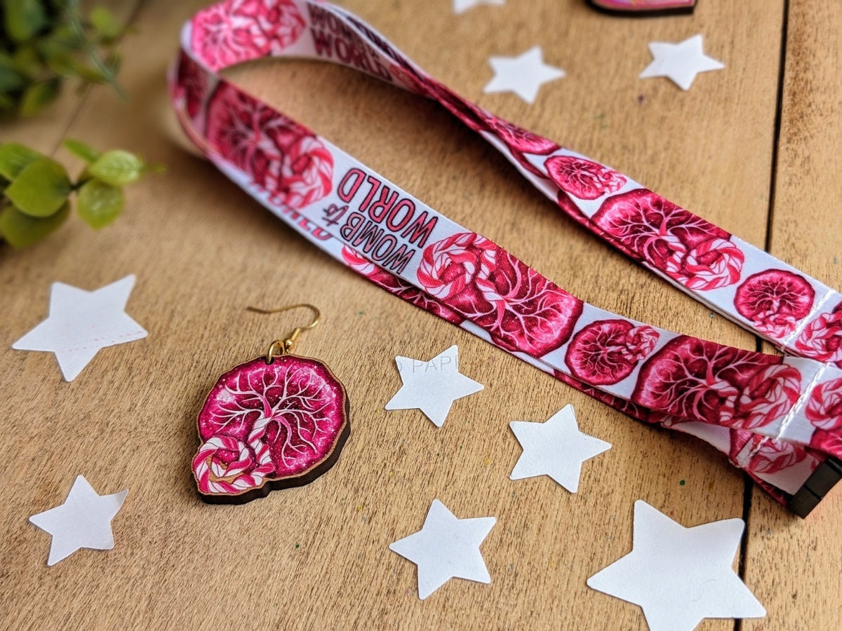 Placenta Lanyard or Key Fob | OBGYN ID Card Holder | Placenta Art | Labor and Delivery Nurse Lanyard | Student Midwife ID Card | Doula