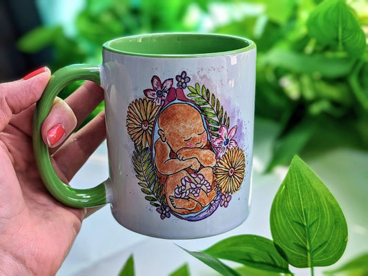 Baby in the Womb Mug | Birth Art | Doula Gift | Midwife | Pregnancy Mug | Birthworker | Mother's Day