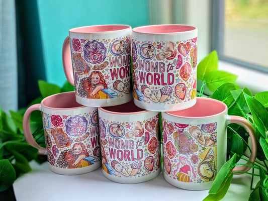 Womb to World Birth Art Midwife Mug