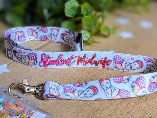 Student Midwife Lanyard Key Fob | Baby Badge ID Badge Holder | Maternity ID Card Holder | Pregnancy Badge Holder | Midwifery Student Gifts